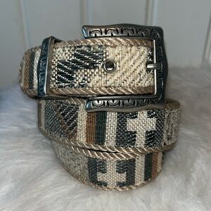 Beautiful earth tone fabric tapestry belt western tribal southwest size L